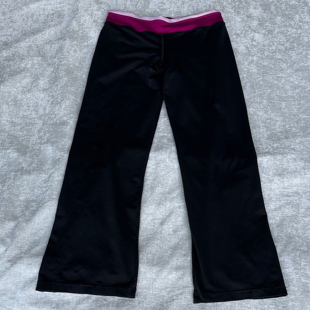 Adidas Athletic Pants with Vibrant Pink Waistband (M)